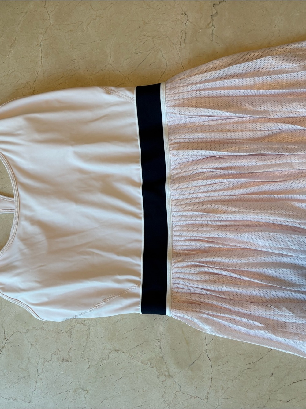 Athleta pink Sleeveless Tennis Dress with Black Waistband and Textured Skirt